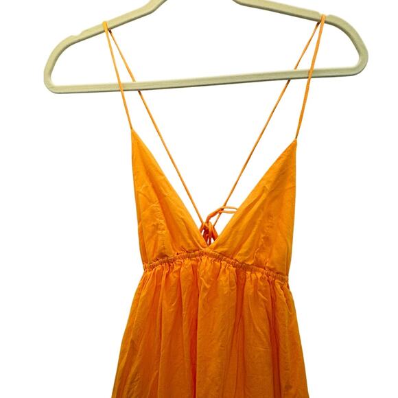 FAITHFULL the Brand Wilonna Midi Tiered Midi Dress in Orange Mago size Small - Picture 4 of 10